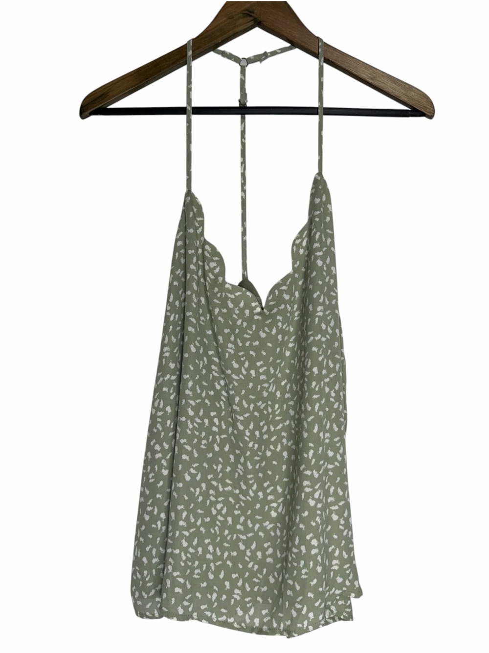 NWT Nine Britton Scalloped Neck Camisole Top size XXL Sage Green T-Back Straps